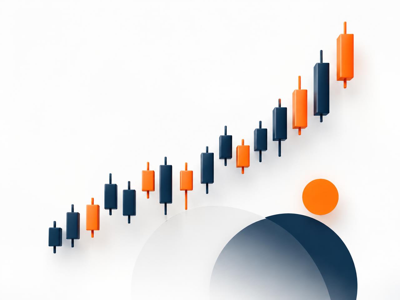 Abstrakter Kerzenchart in Orange und Dunkelblau